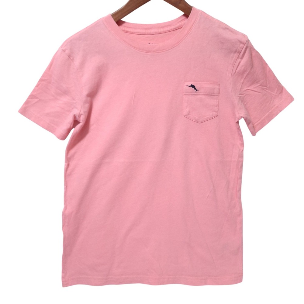 Tommy Bahama Pocket T-Shirt Kids L10/12 Pink Short‎ Sleeve Marlin Logo Beachy